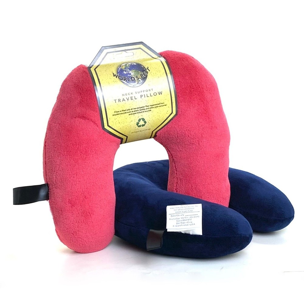 World's Best Travel Neck Pillow By Wolf Mfg, One Pink New, One Blue One Size